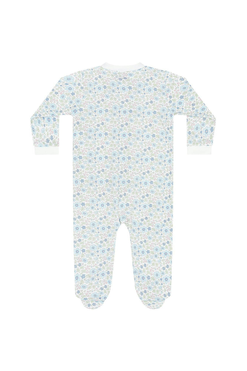 Blue Meadow Zipper Footie