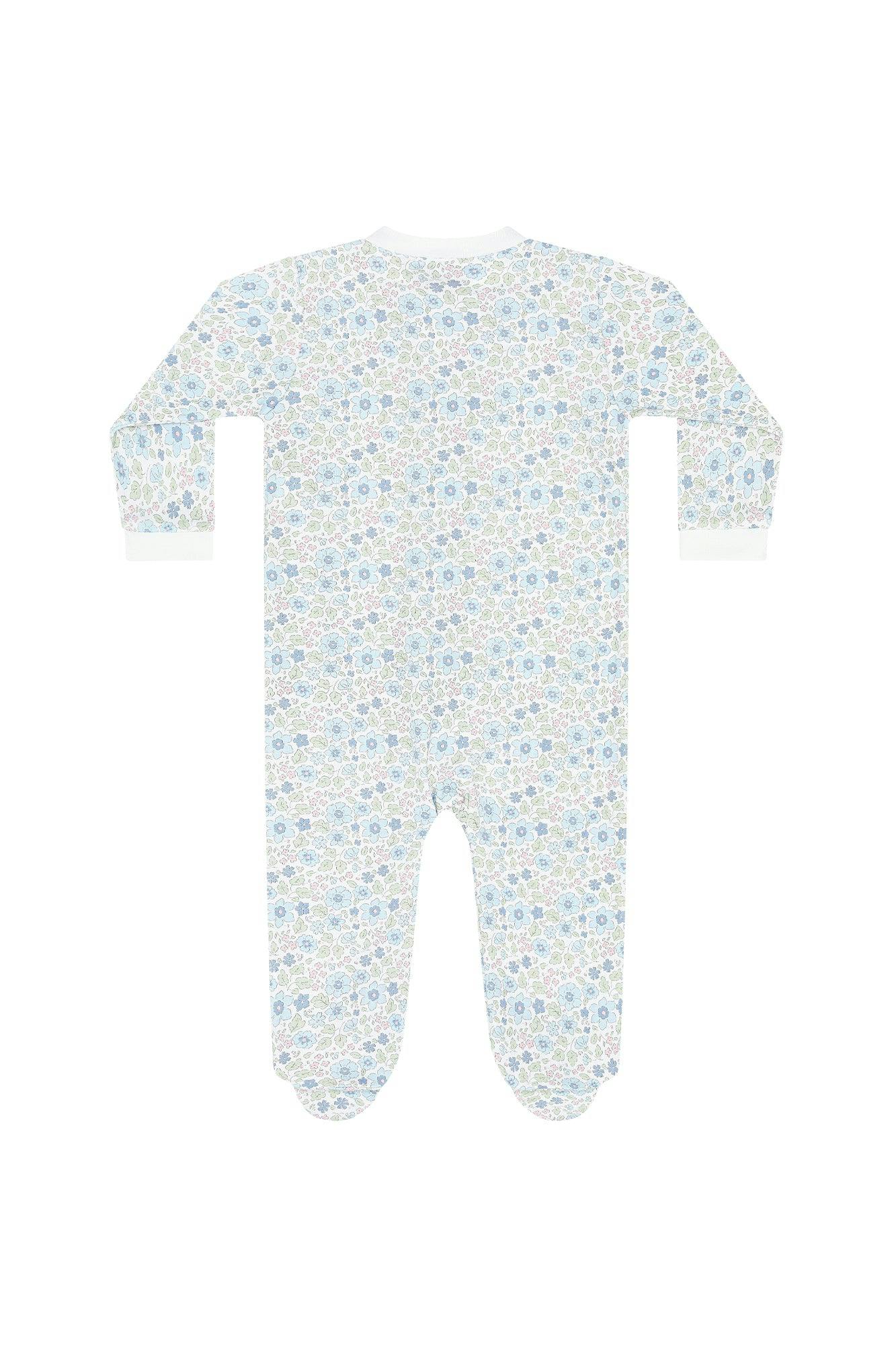 Blue Meadow Zipper Footie