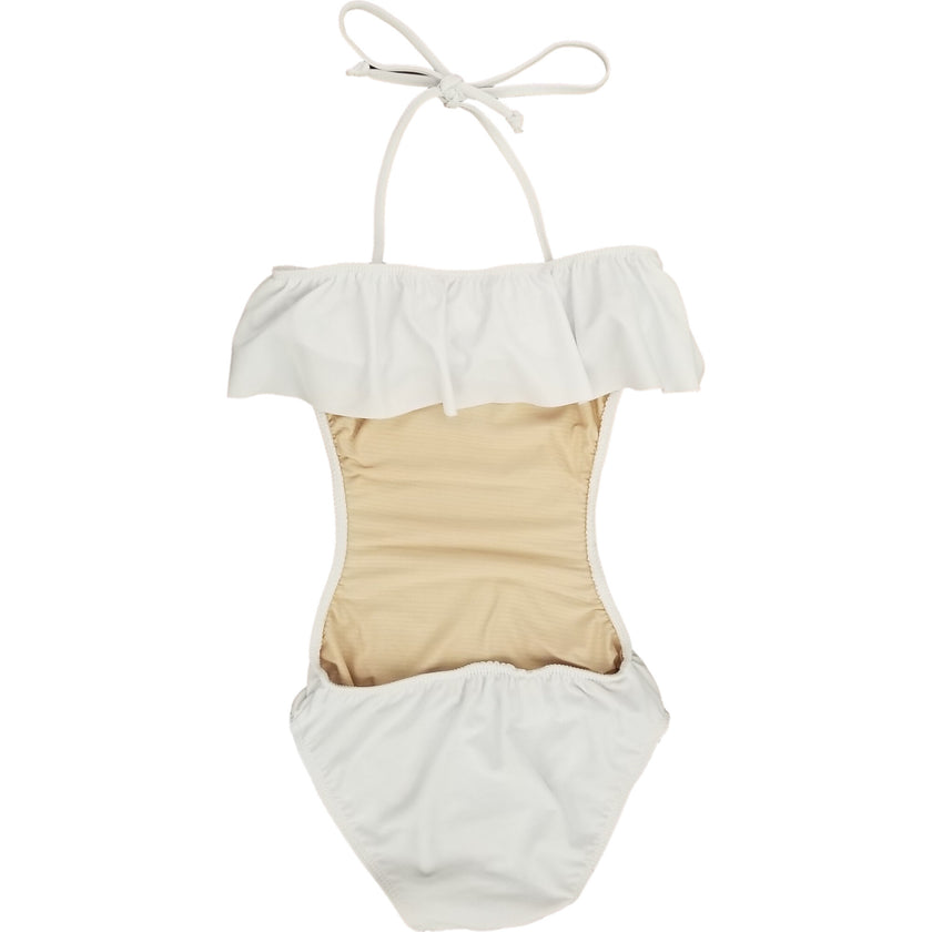 Girls One Piece Ruffle Bathing Suit Bikini, White