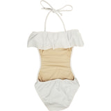 Girls One Piece Ruffle Bathing Suit Bikini, White