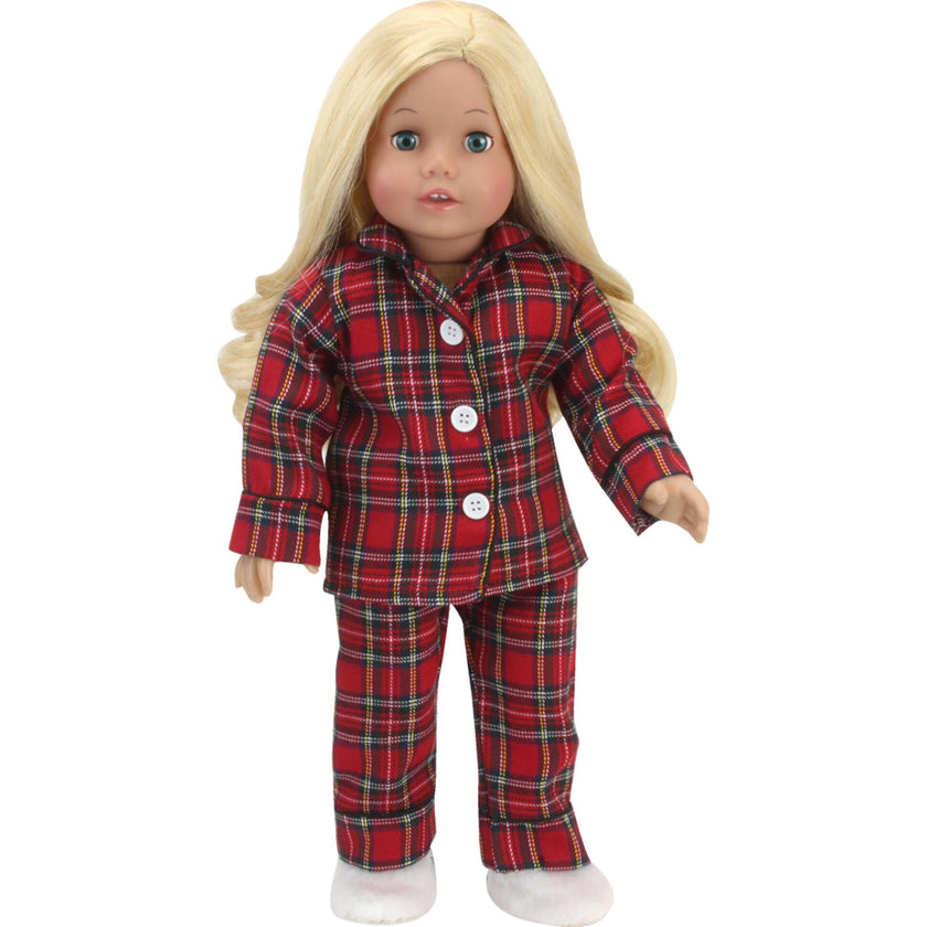 18'' Doll Flannel Pajama & Slippers Set
