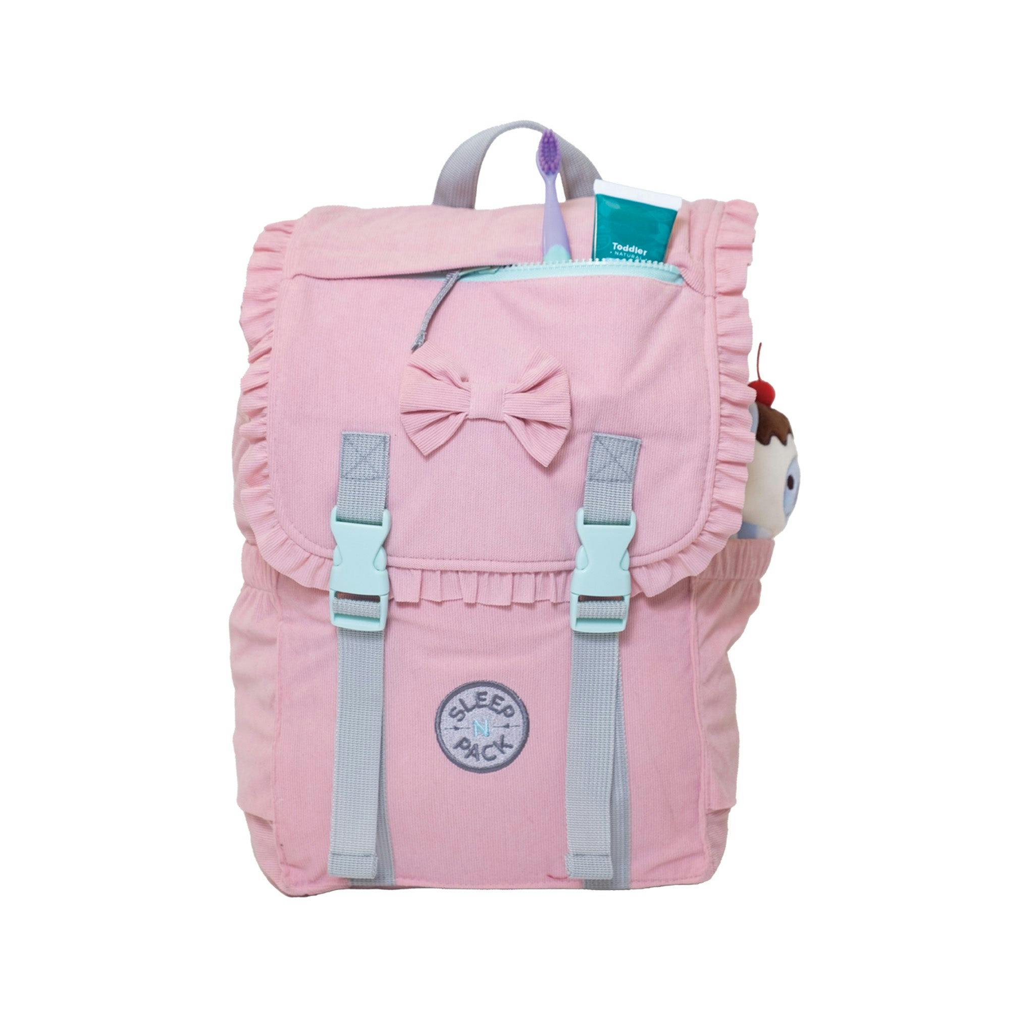 Sleep-N-Pack™ – Little Kid Size | Bows & Ruffles Cotton Candy Pink Corduroy