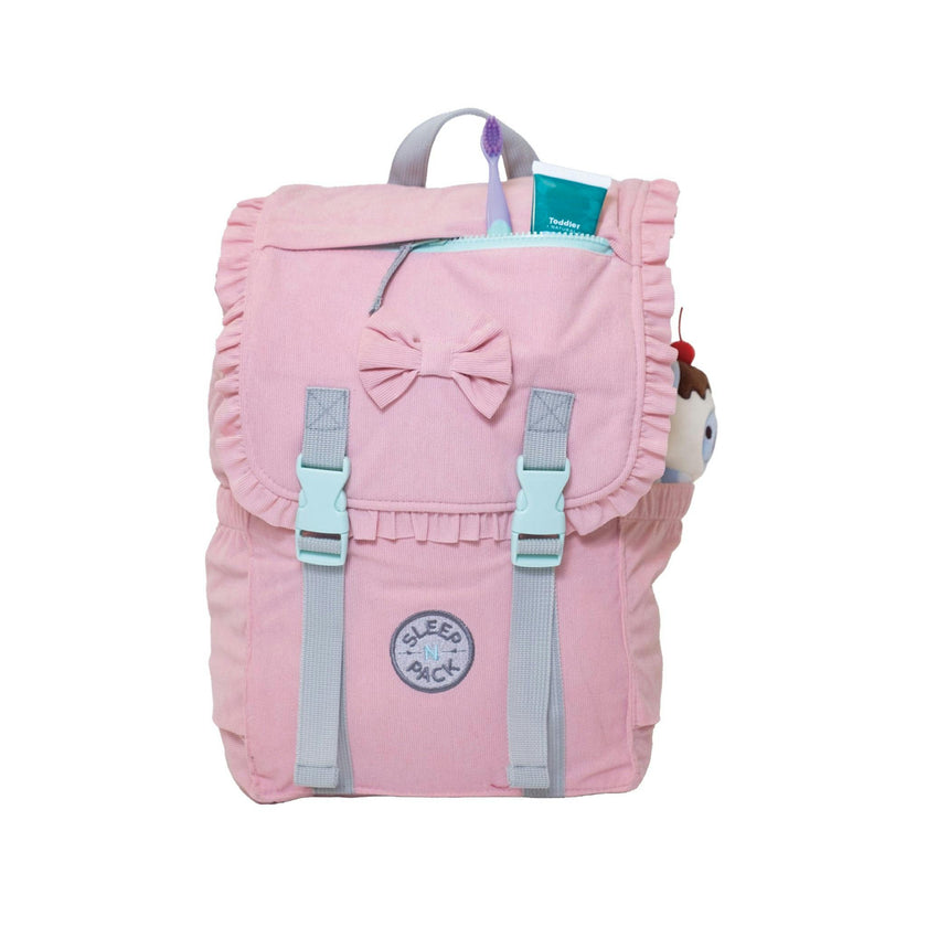 Sleep-N-Pack™ – Little Kid Size | Bows & Ruffles Cotton Candy Pink Corduroy