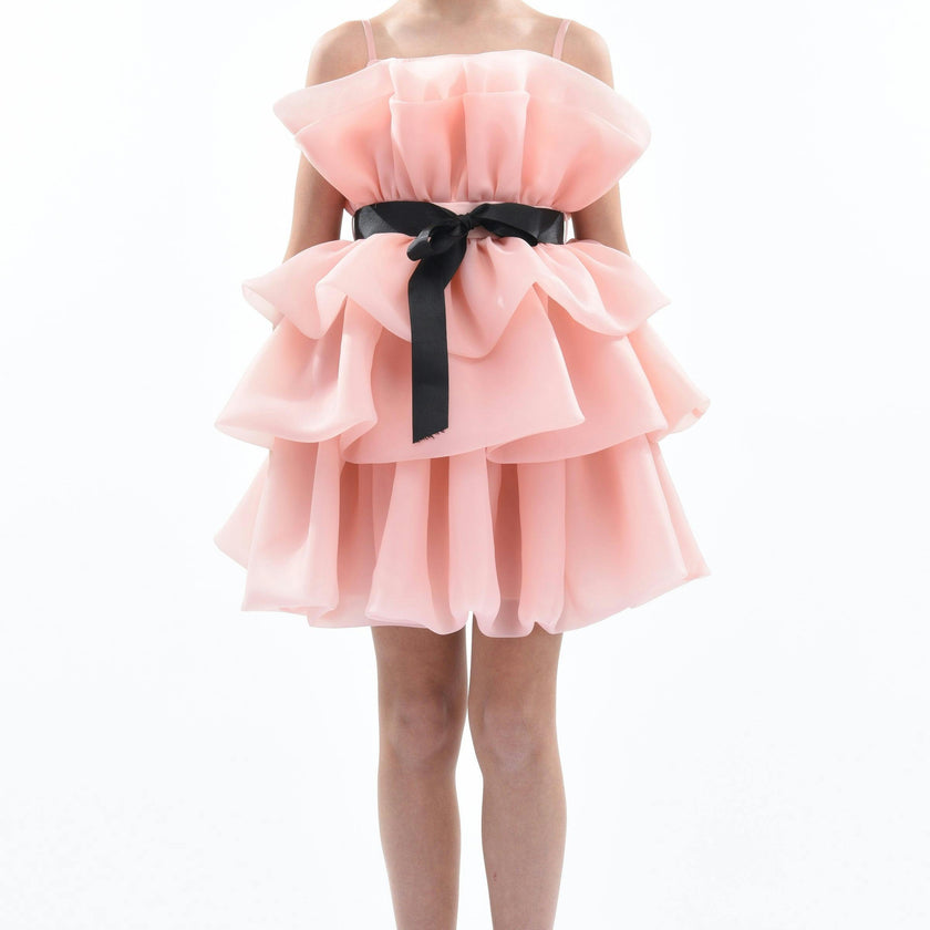 Pink Noella Ruffle Bow Dress