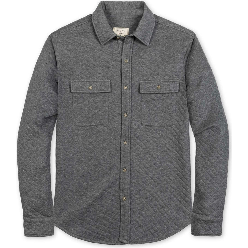 Men's Long Sleeve Quilted Shirt Jacket, Grey