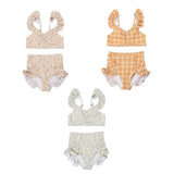 Ruffle 2 Piece Bikini | UPF + Recycled - Buckwheat Plaid