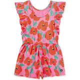 Flutter Sleeve Romper, Red