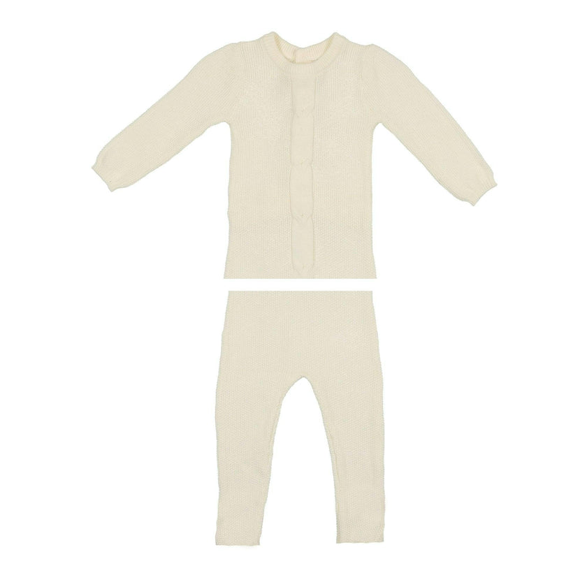 Braided Rope Knit Long Sleeve Sweater & Pant 2-Piece Set