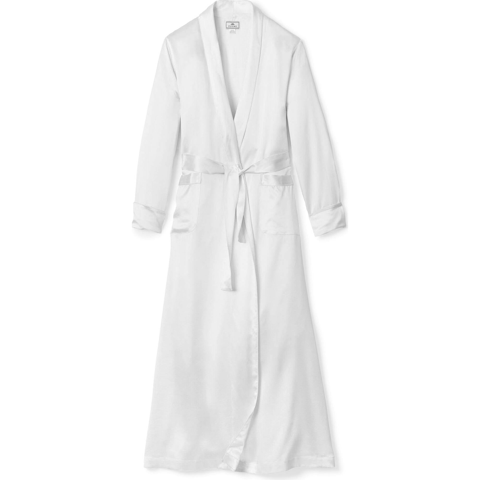 Women's Silk Long Robe in White