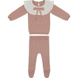 Poplin Oversized Collar Long Sleeve Sweater & Pant 2-Piece Set