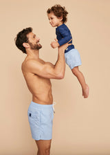 Sky Blue Geo Men's Swim Shorts