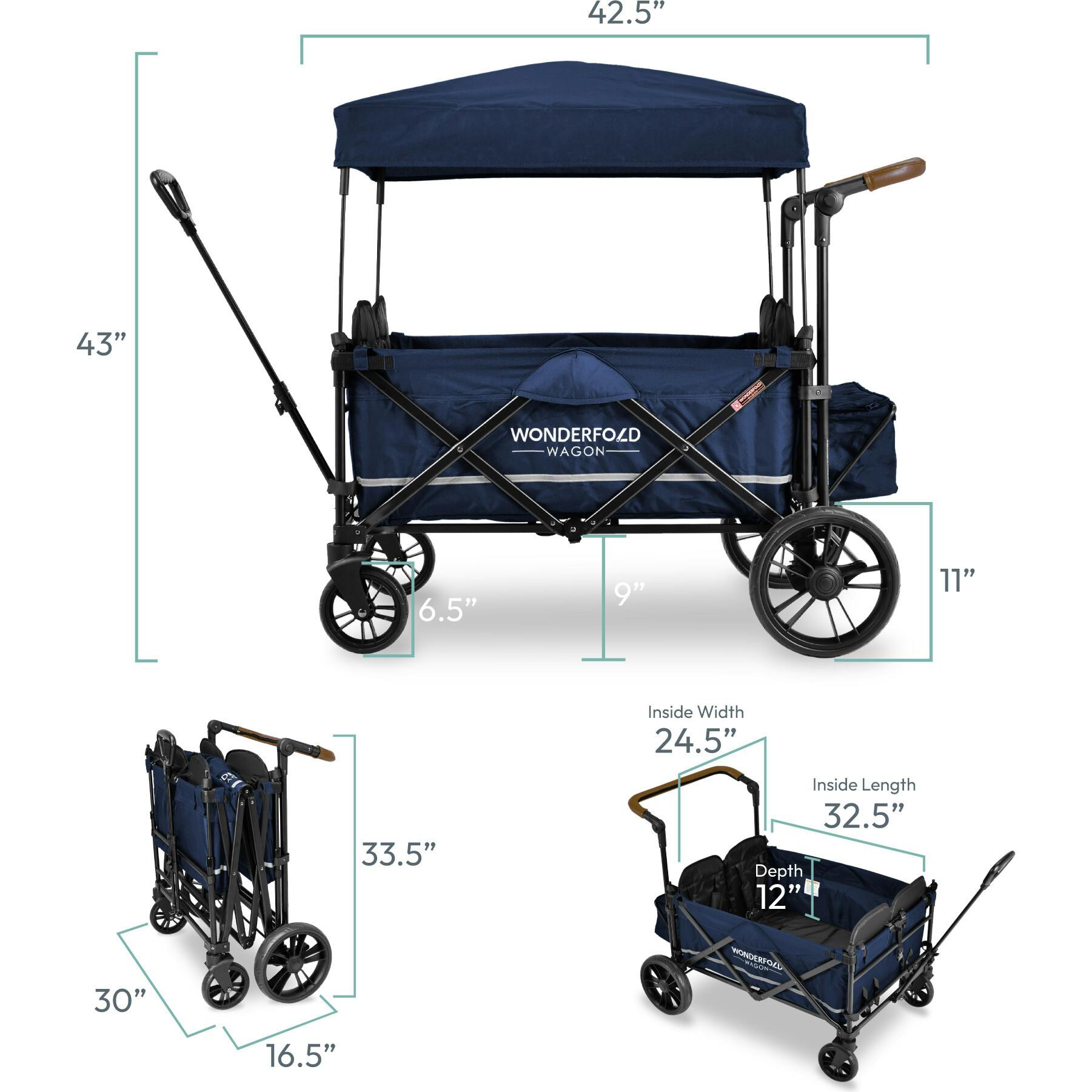 Pull & Push Quad Stroller Wagon 4 Seater