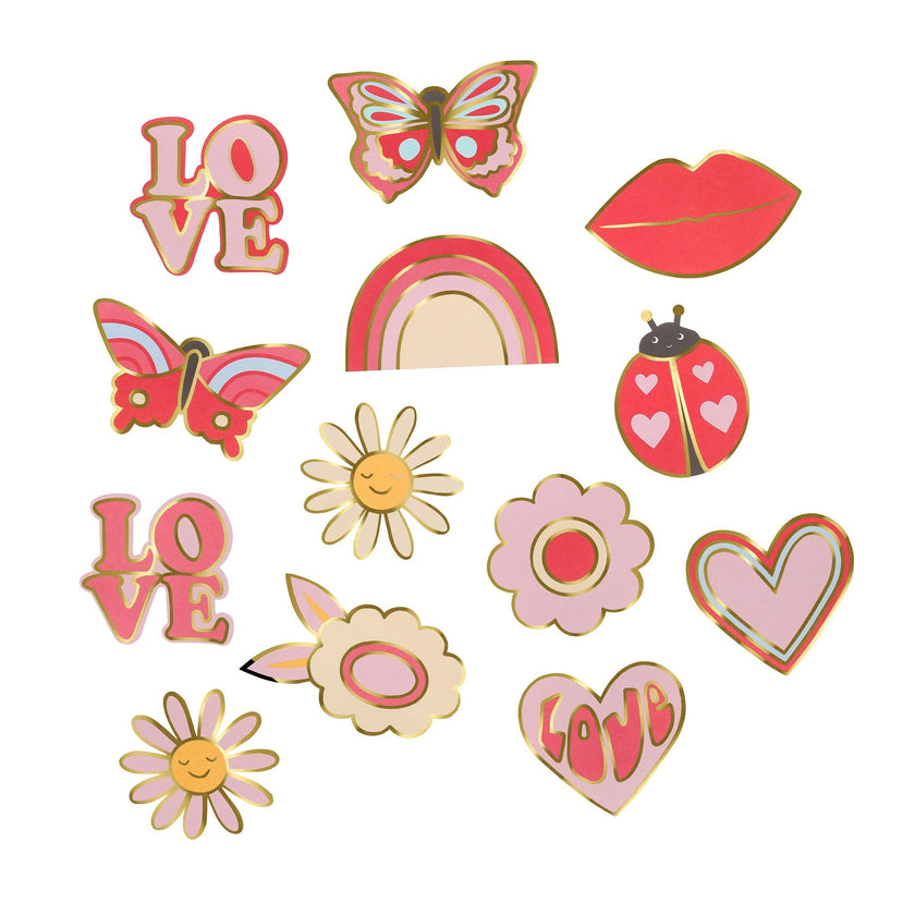 Groovy Love Shaped Stickers