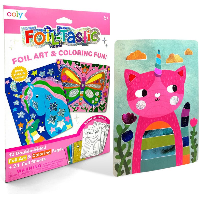 Foil-tastic Foil Art & Coloring Set - Whimsical World - 12 Pages 24 Foil Sheets