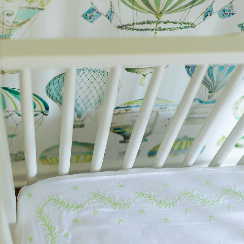 Embroidered Crib Sheet - Meadow