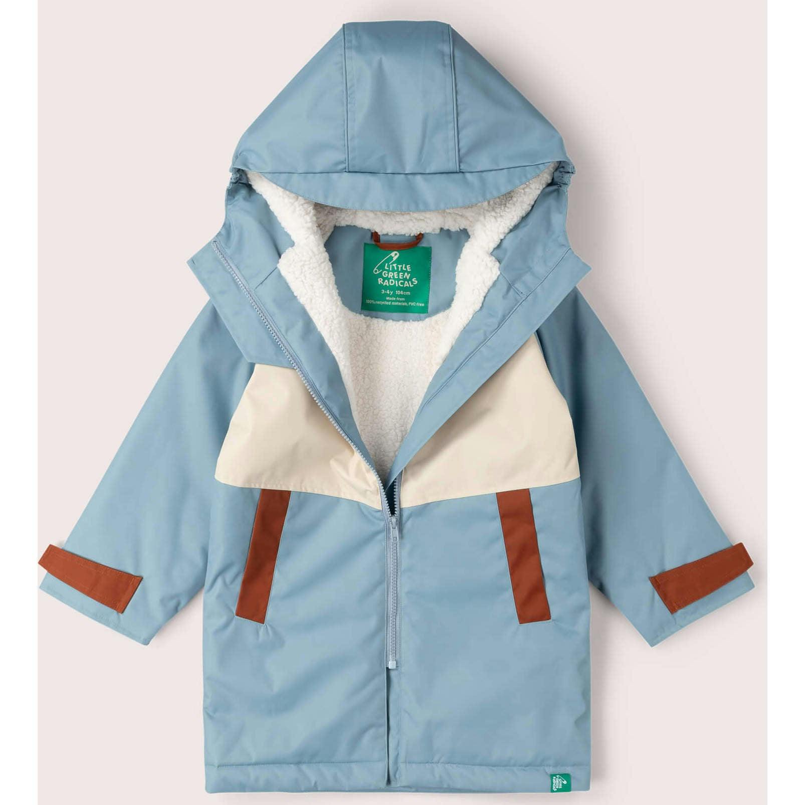 Hazy Blue Recycled Waterproof Robe, Blue
