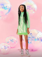 Shimmering Metallic Feather Dress Hot Pink