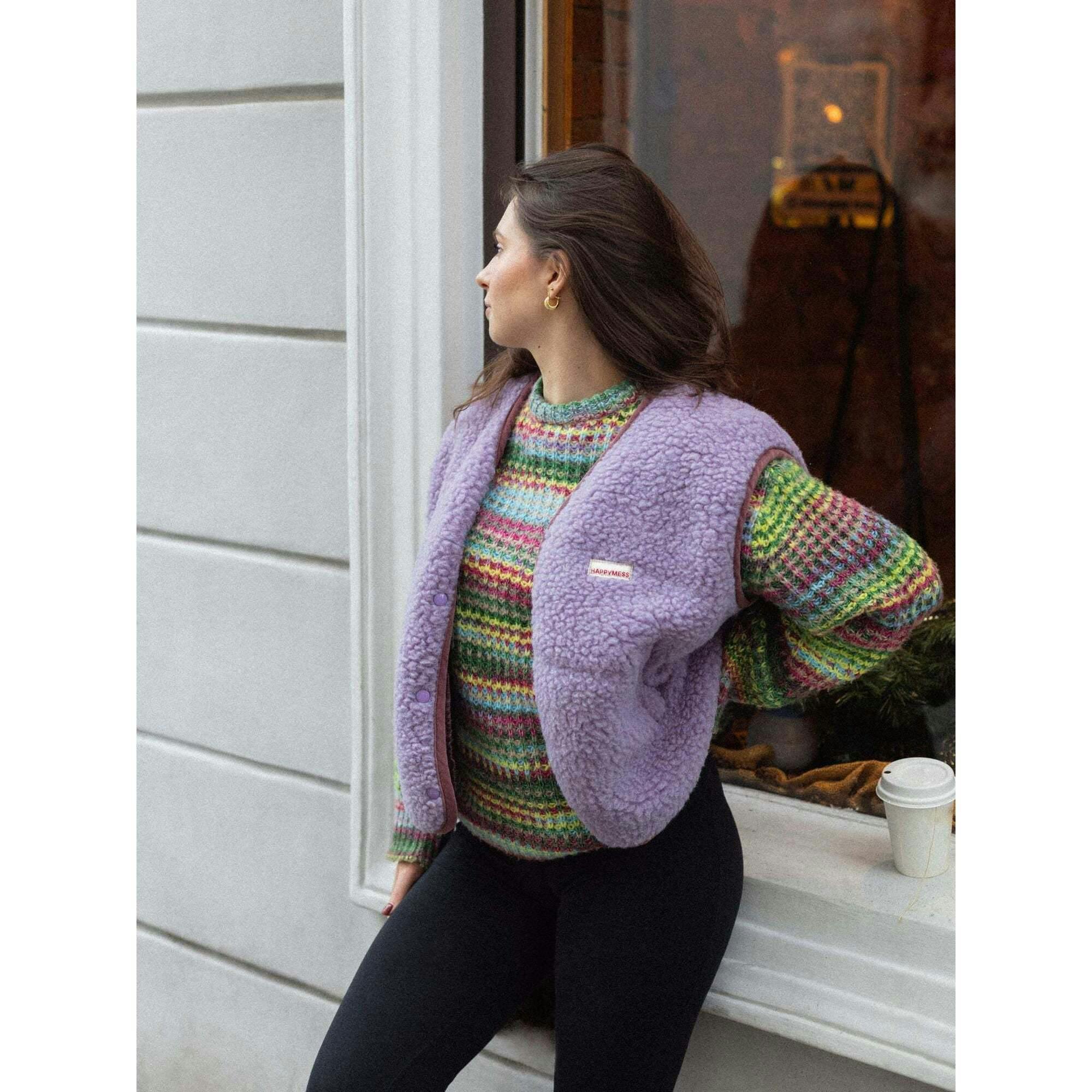 adult merino wool vest - lilac cloud