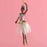 African American Rose Gold Ballerina with Tutu Ornament 4 inch