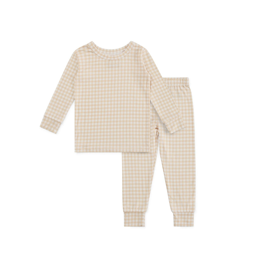Sandstone Gingham Bamboo Toddler Pajama Set