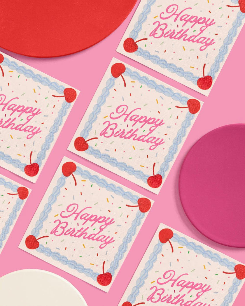 Cherry Bday Napkins - 25 sprinkle napkins