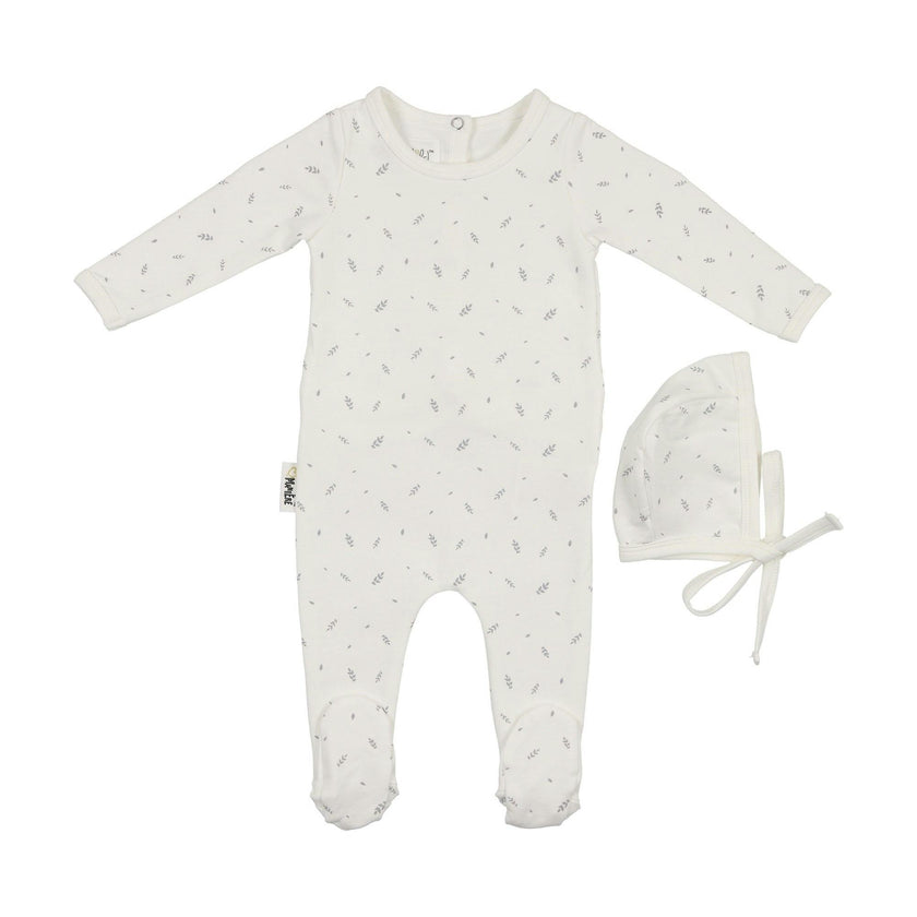 Elegant Leaves Footie and Beanie Set