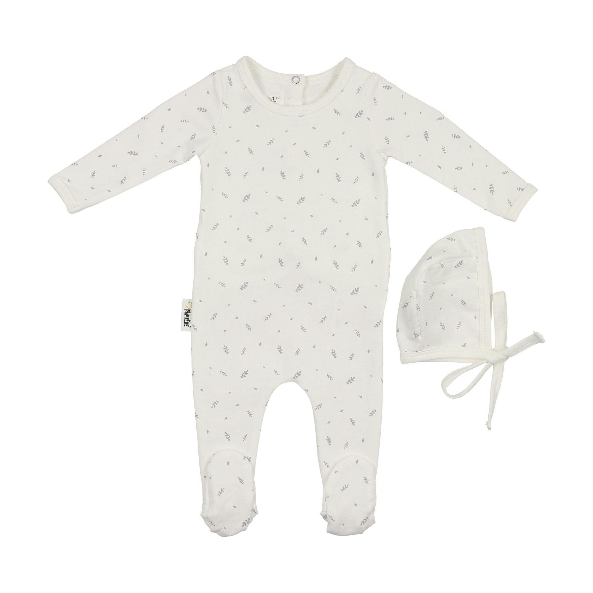 Elegant Leaves Footie and Beanie Set