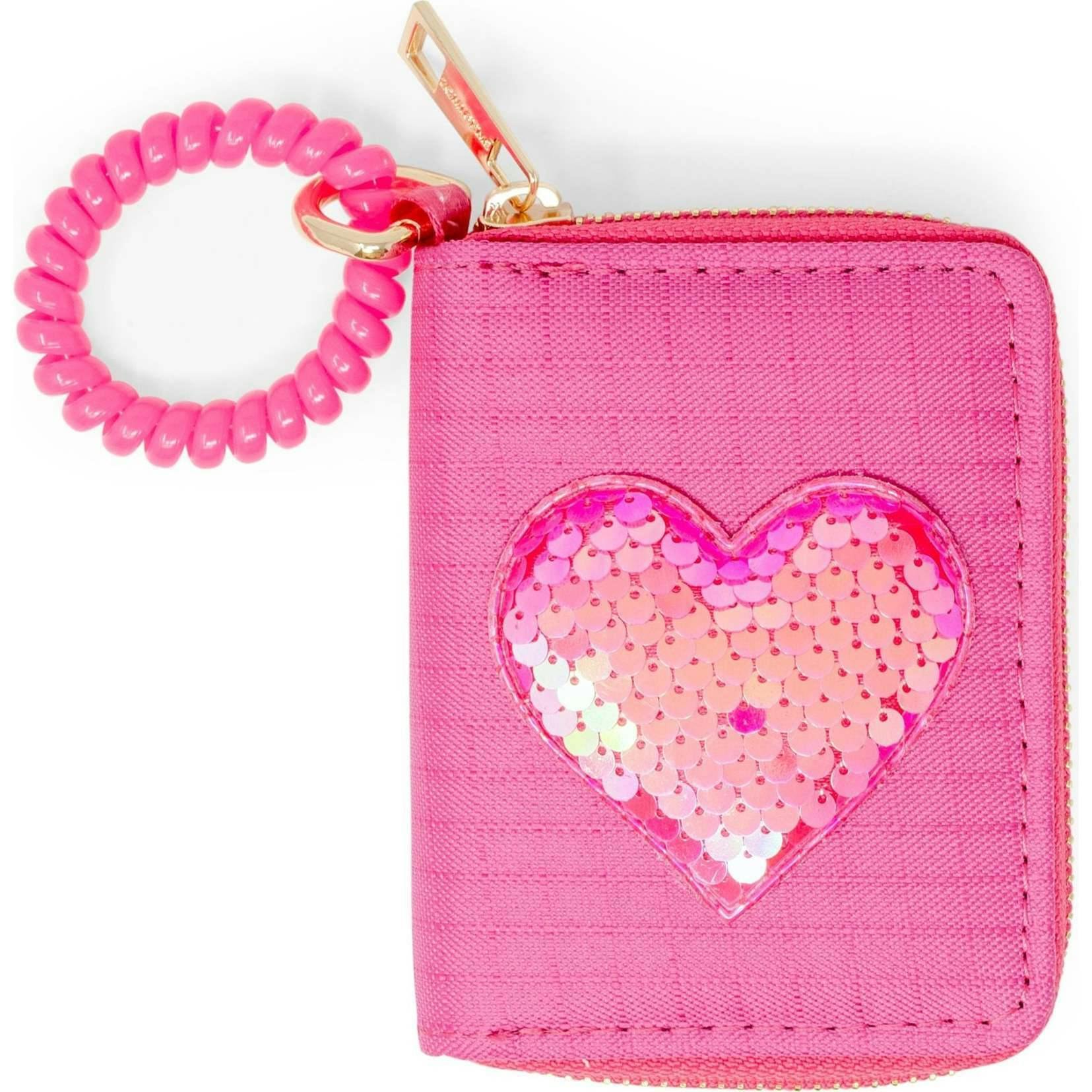 Sequin Heart Spiral Strap Wallet