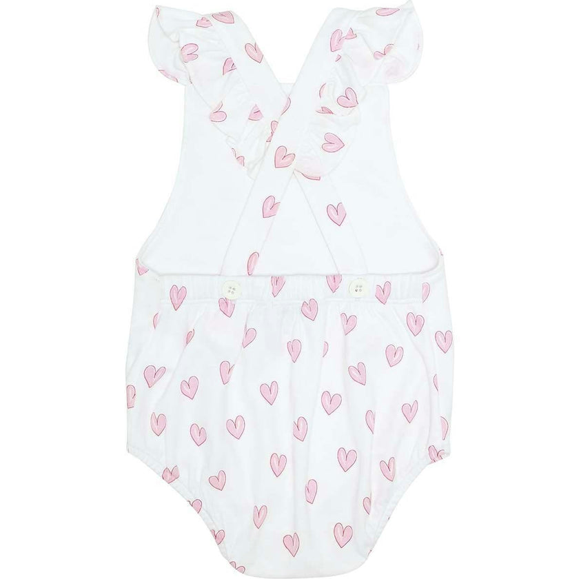 Pink Heart Print Ruffle Bubble