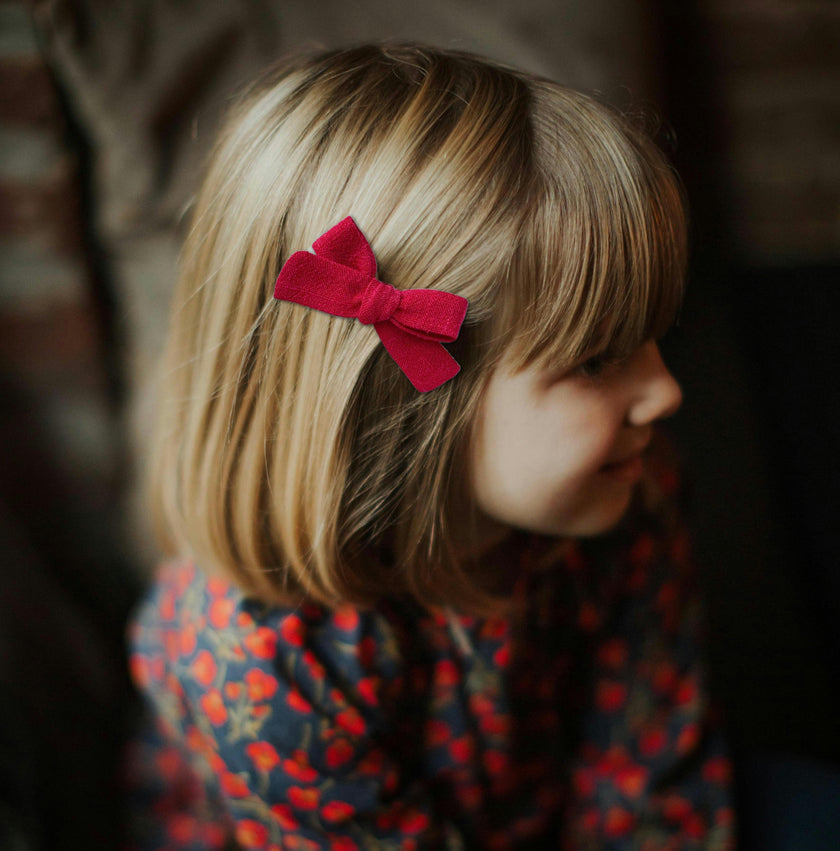 Skinny Ribbon Pigtail Bows, Red