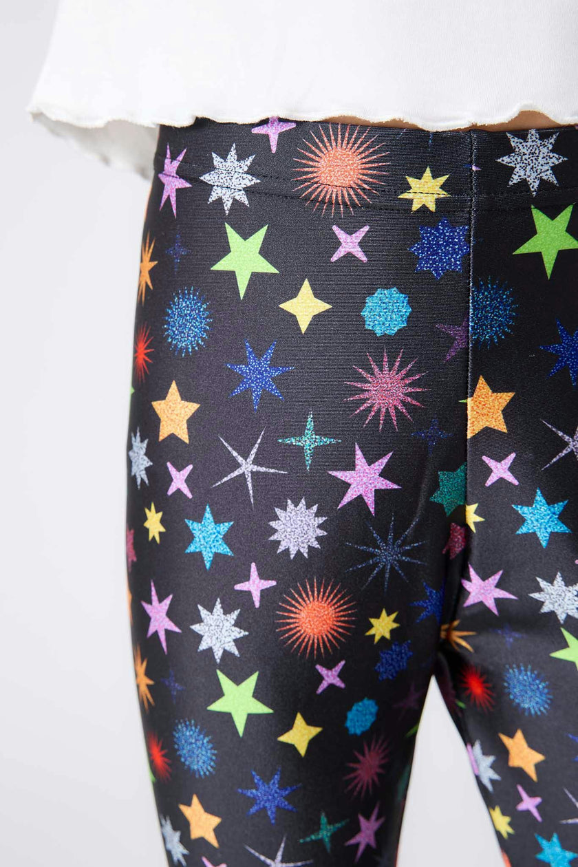 Girls Hi-Shine Leggings in Glitter Starburst