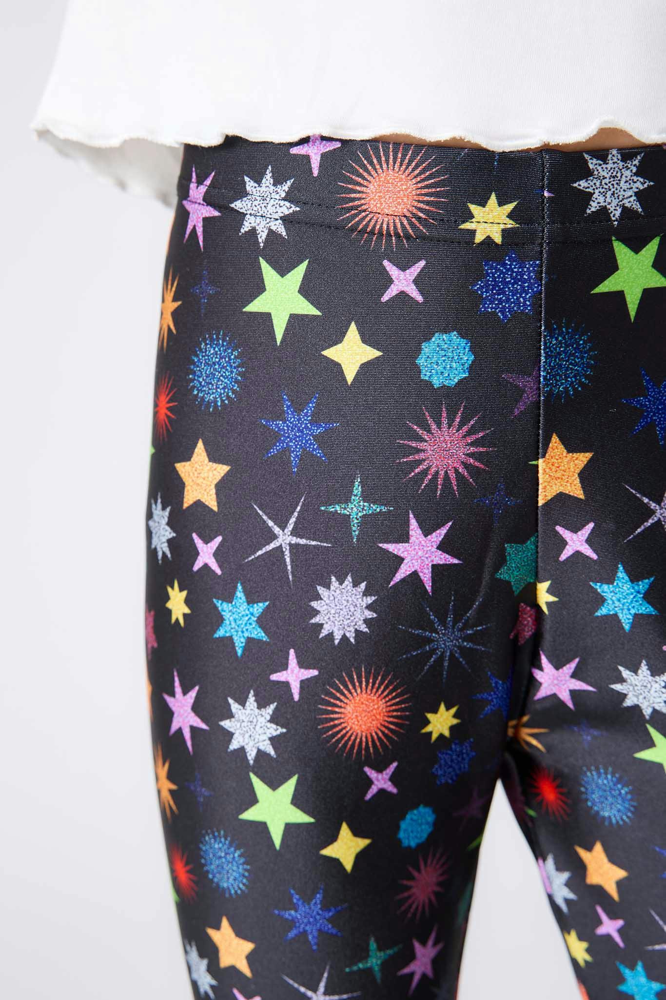 Girls Hi-Shine Leggings in Glitter Starburst
