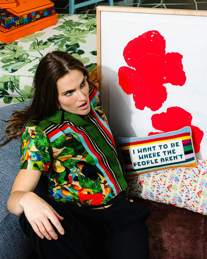 Where the People Aren't Needlepoint Pillow