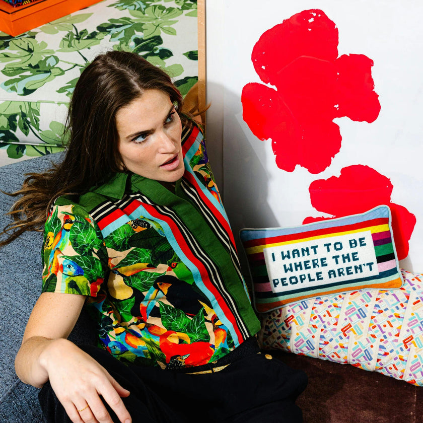 Where the People Aren't Needlepoint Pillow