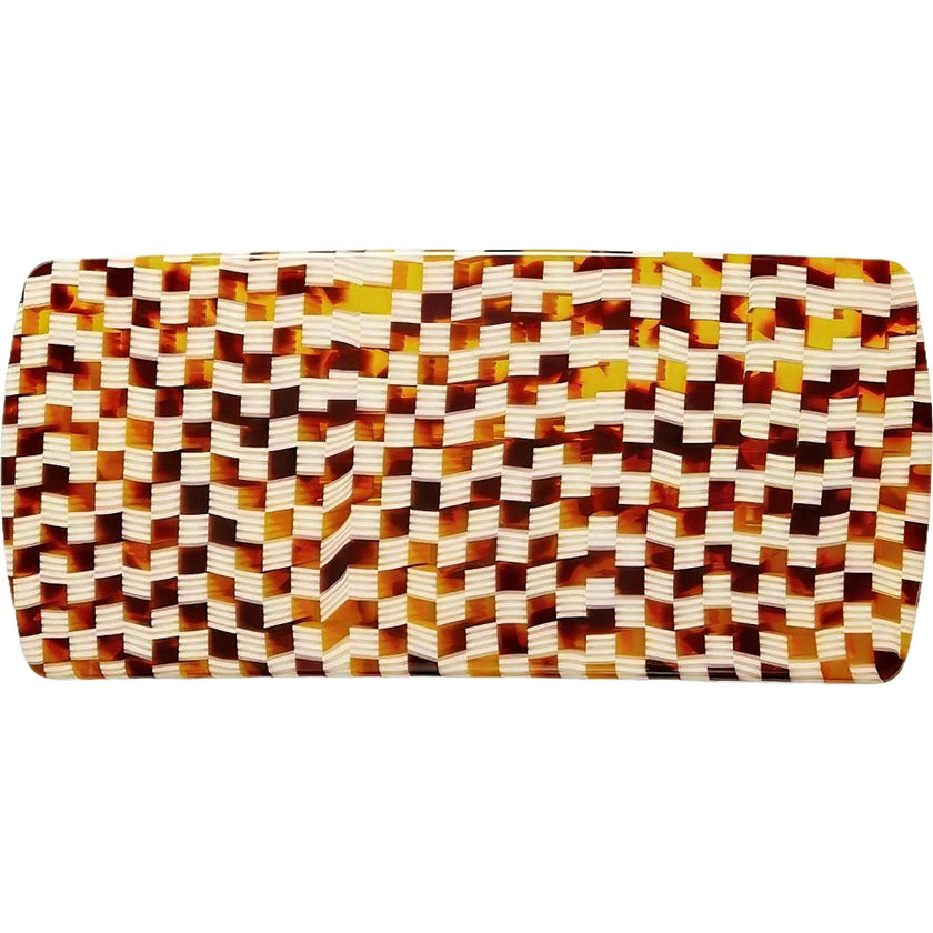 Jumbo Box Barrette in Tortoise Checker