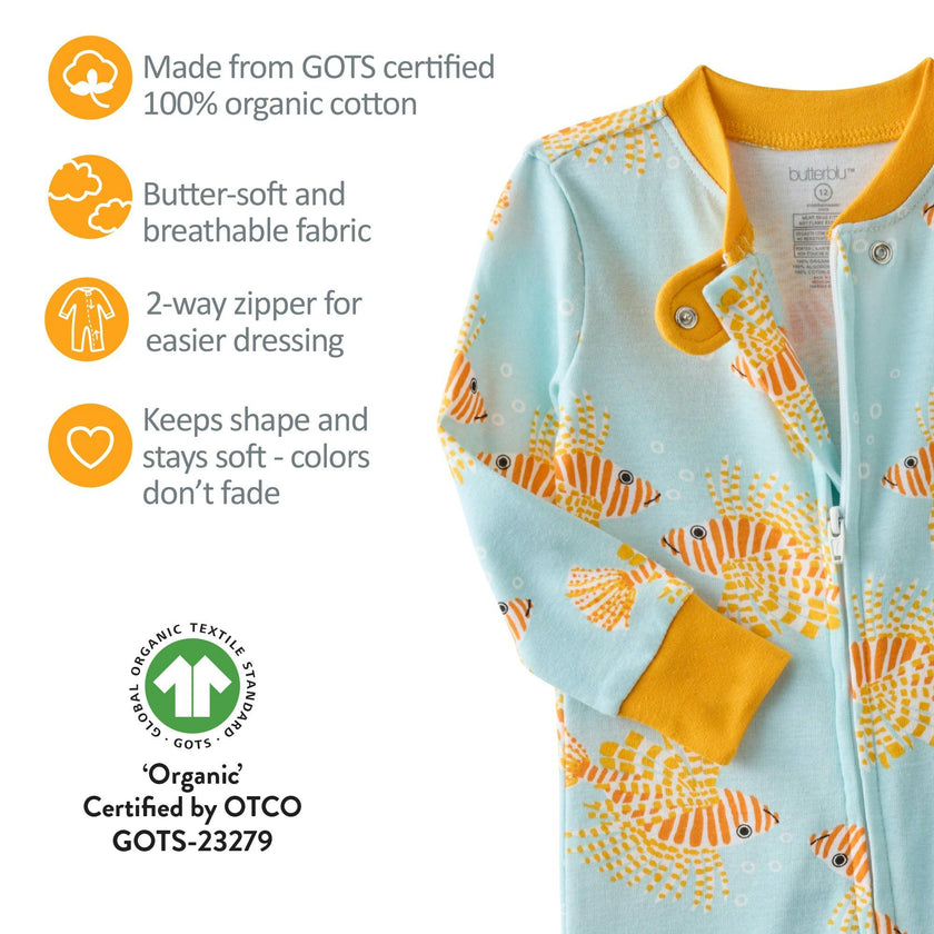 SHAWN Snug-fit Footless Baby Pajamas for Boys & Girls