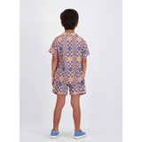 Boys Synthetic Viscose Matching Set | Geometric Smiley