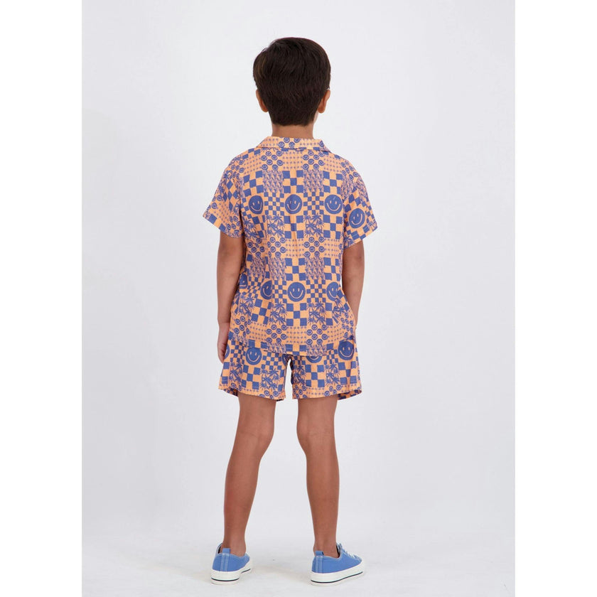 Boys Synthetic Viscose Matching Set | Geometric Smiley