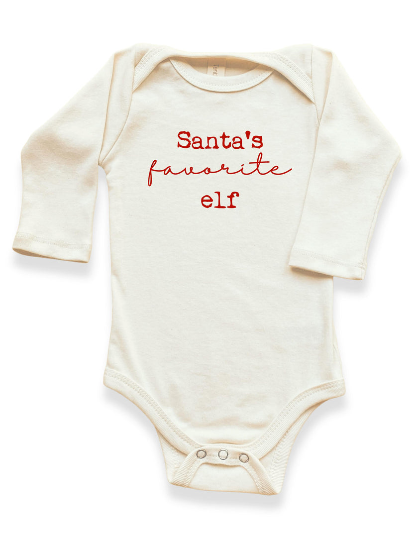 Santa's Favorite Elf Organic Baby Bodysuit Long Sleeve