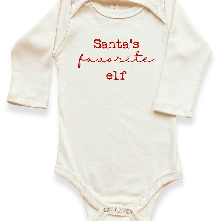 Santa's Favorite Elf Organic Baby Bodysuit Long Sleeve