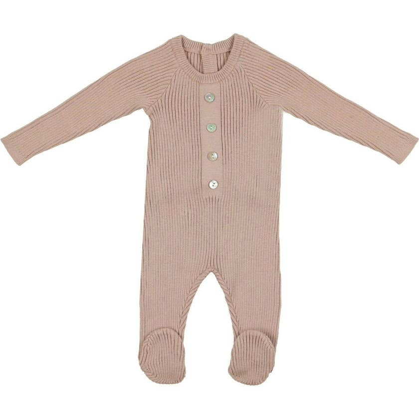 Button Knit Long Sleeve Footie