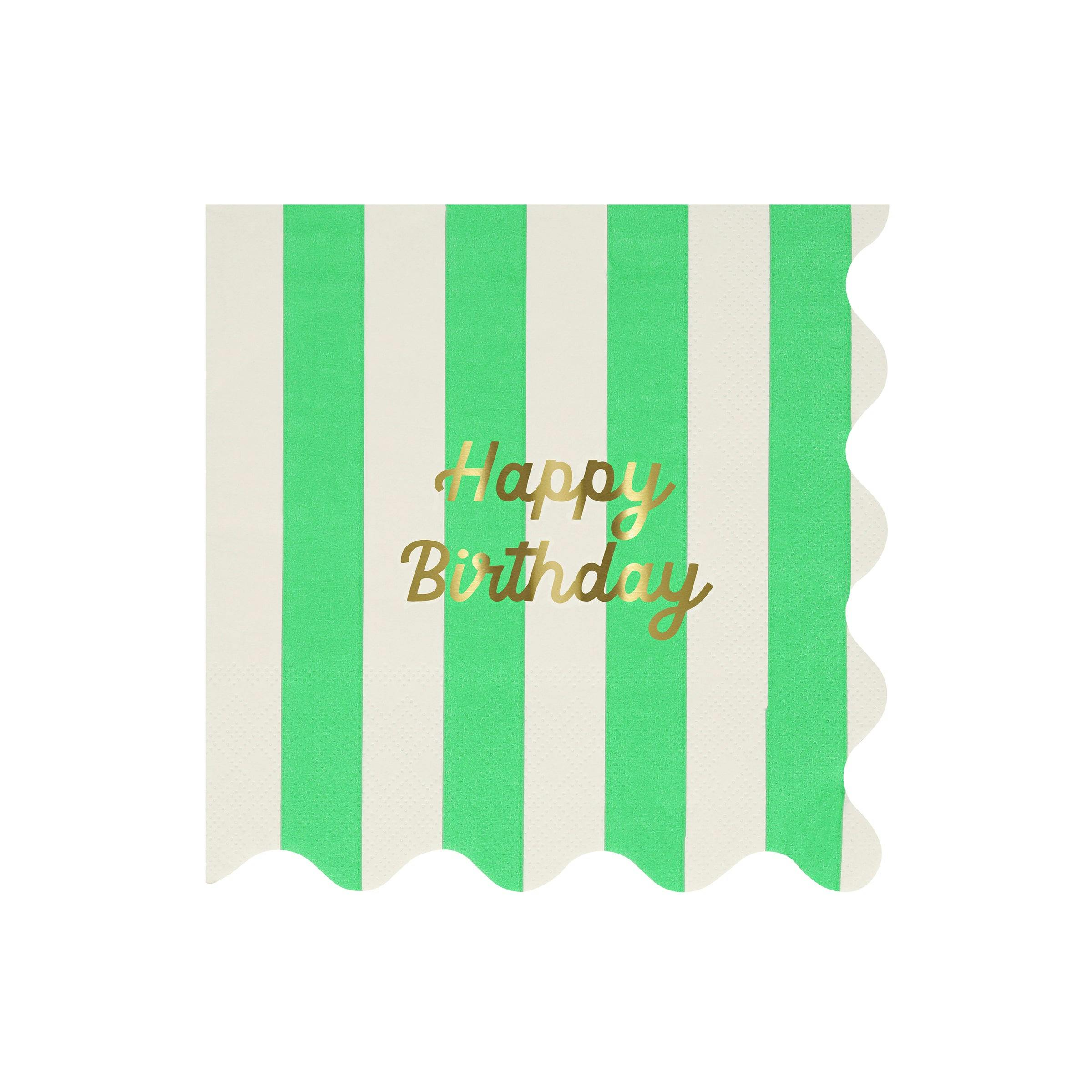 Stripe Happy Birthday Large Napkins