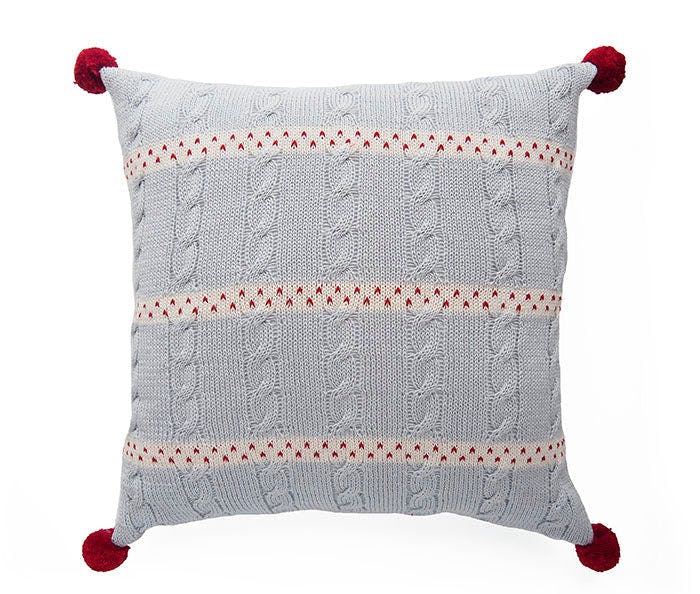 Cable Pom Pom Pillow