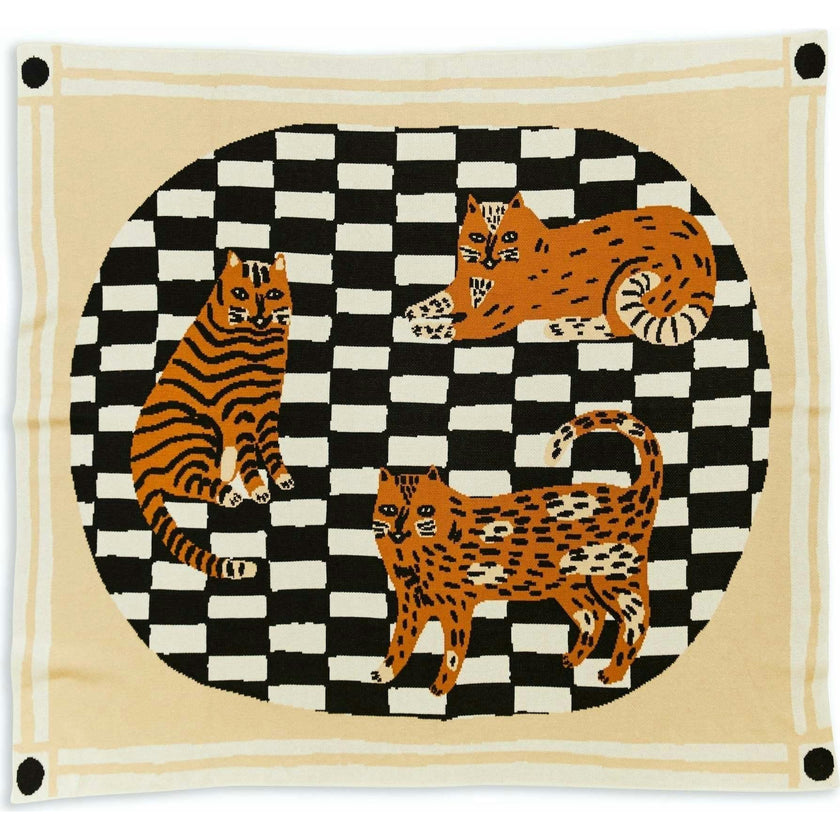 Three of Cats Knit Blanket