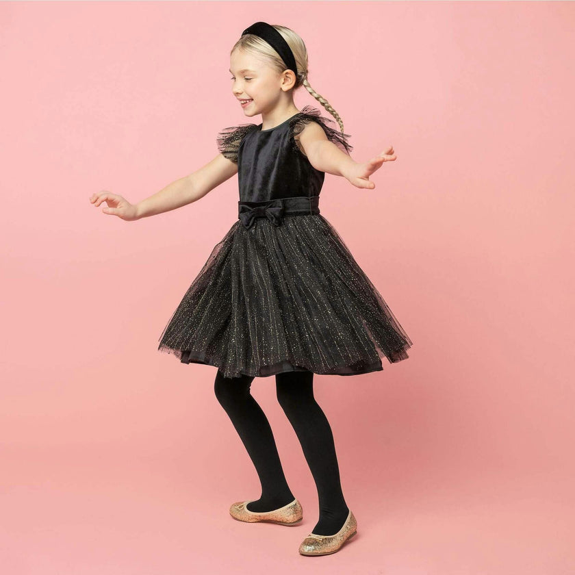Wednesday Velvet & Glitter Tulle Party Dress