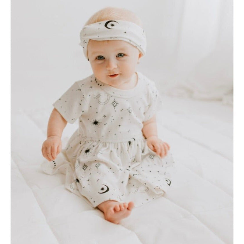 short sleeve twirl dress | celestial