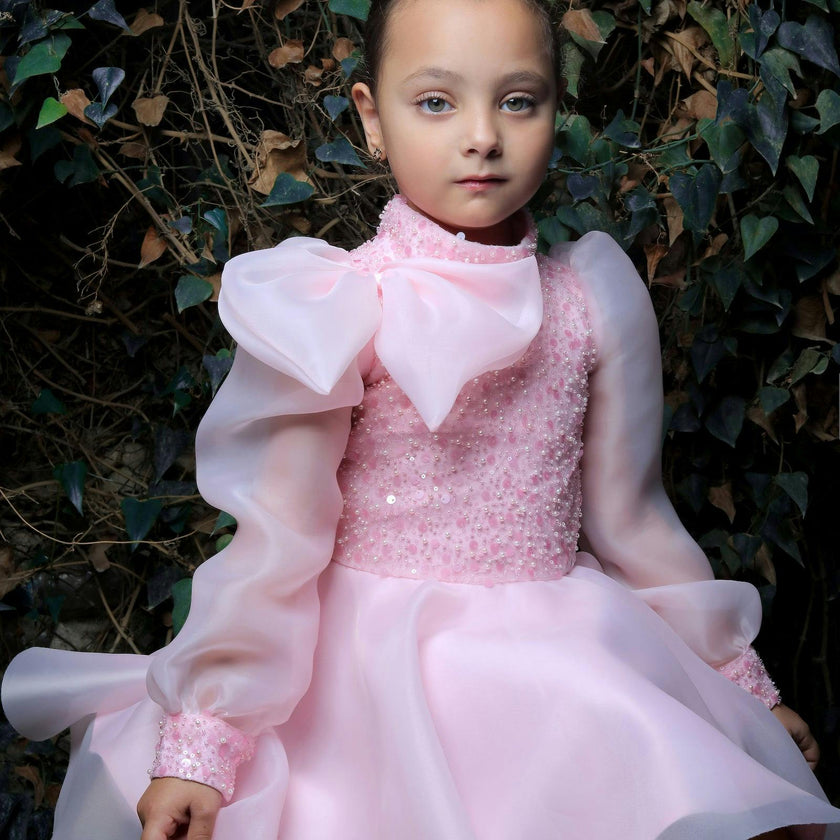 Pink Aaliyah Organza Bow Dress