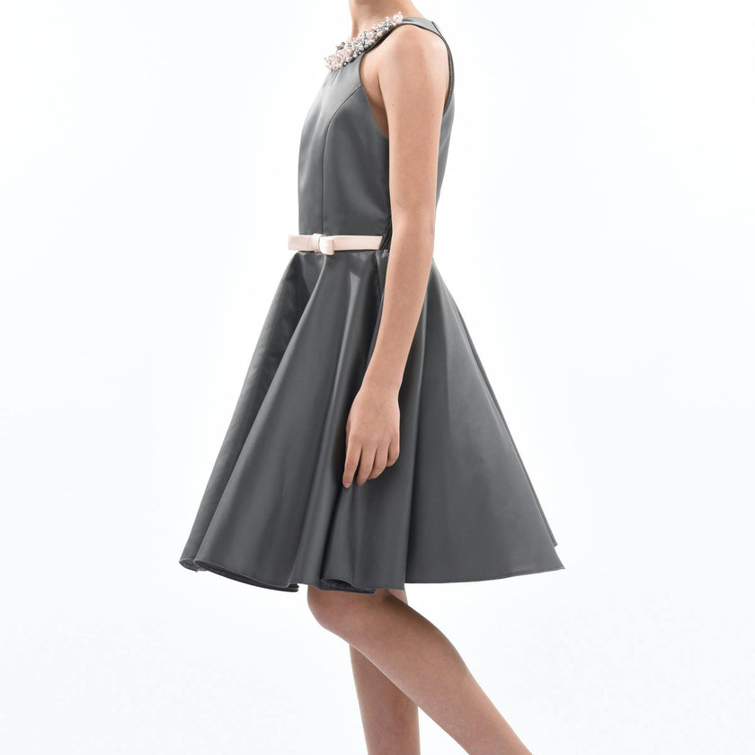 Gray Cardona Pearl Halter Dress