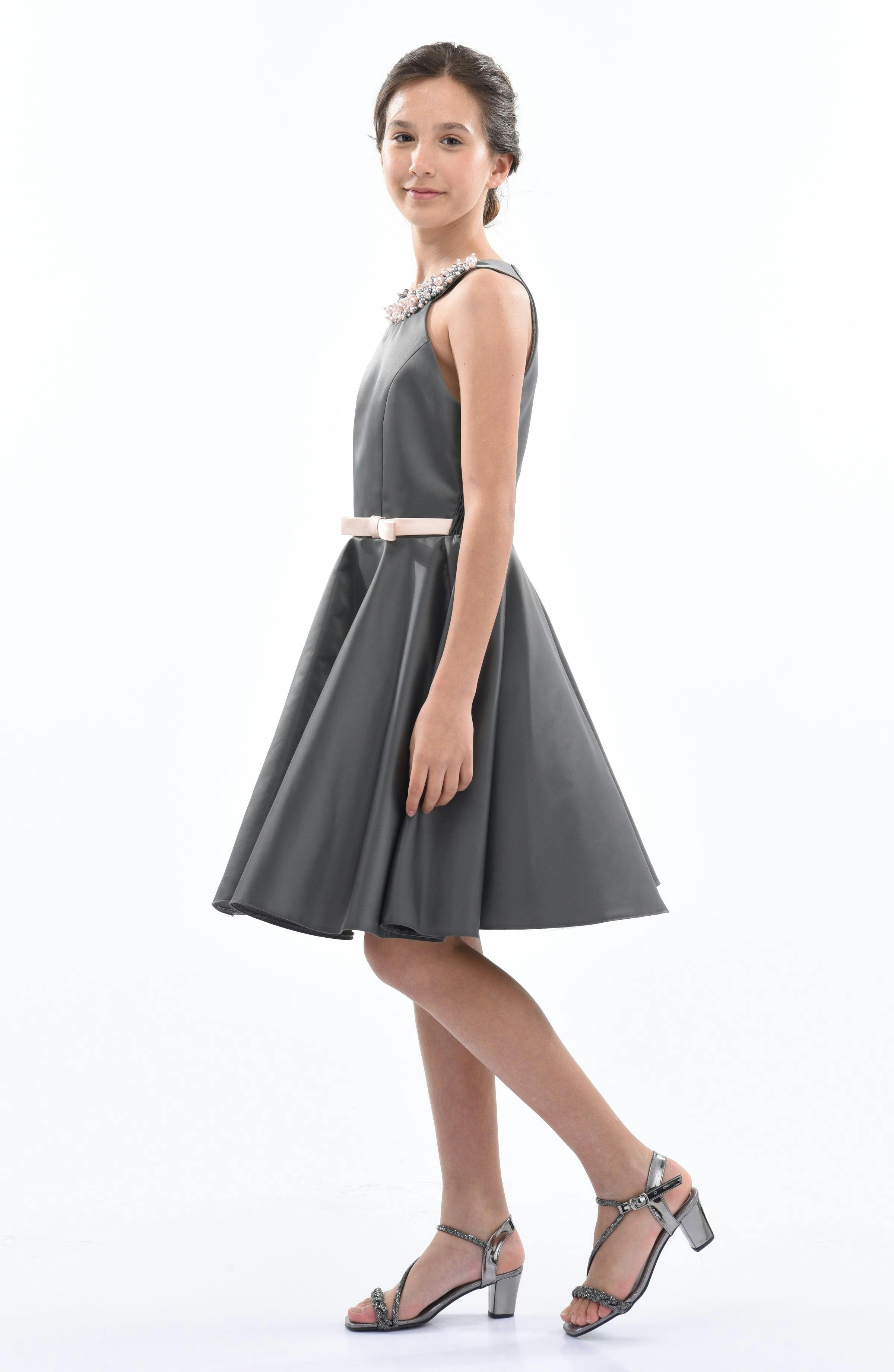 Gray Cardona Pearl Halter Dress