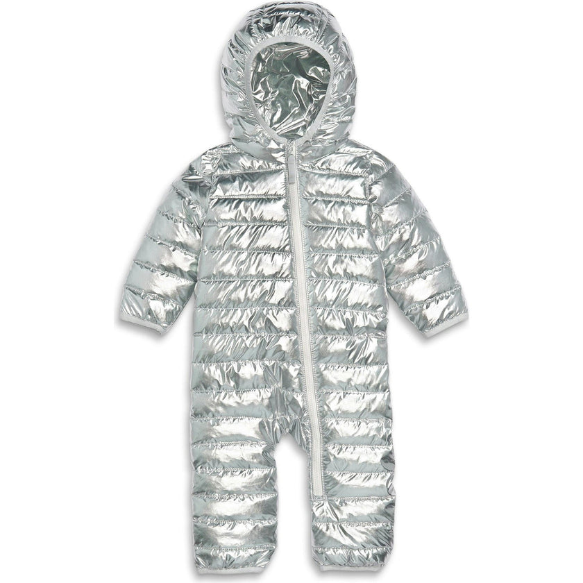 Baby lightweight puffer suit in silver